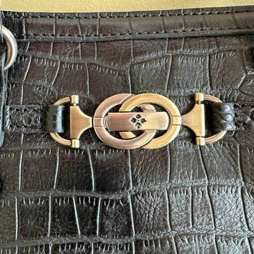 Patricia Nash Lundy Bag Croc Embossed Leather Satchel Shoulder Bag Purse - Picture 3 of 16